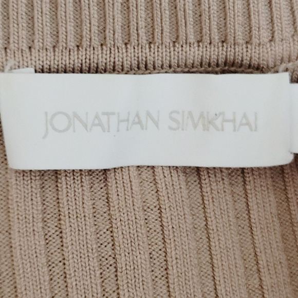 Jonathan Simkhai Dress Small Hardin Ribbed Knit Faux Leather Belted Stretch - Picture 8 of 16